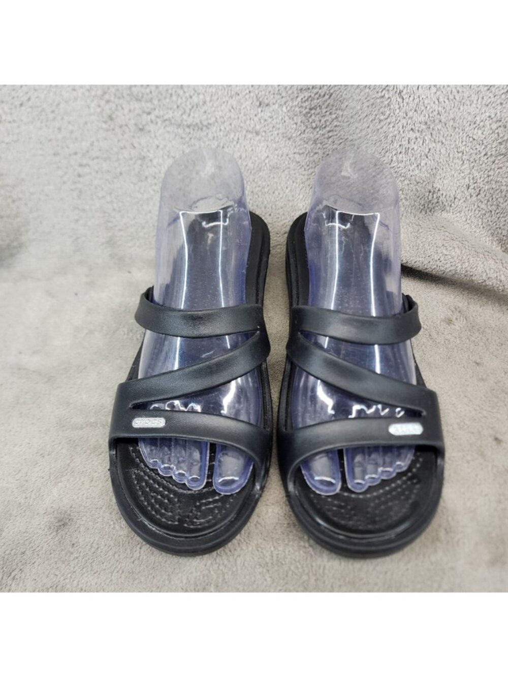 Crocs Shoes Womens Size 10 Black Synthetic Slip On Sandals - Picture 2 of 10